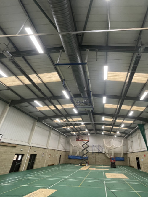 Installation of Space-Ray LRDL30 gas fired radiant tube heaters at Embley School, Hampshire