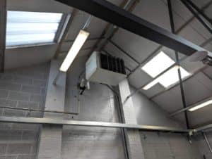 Winterwarm condensing heater installation - garage Dorset