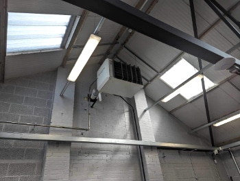 Winterwarm condensing heater installation - garage Dorset